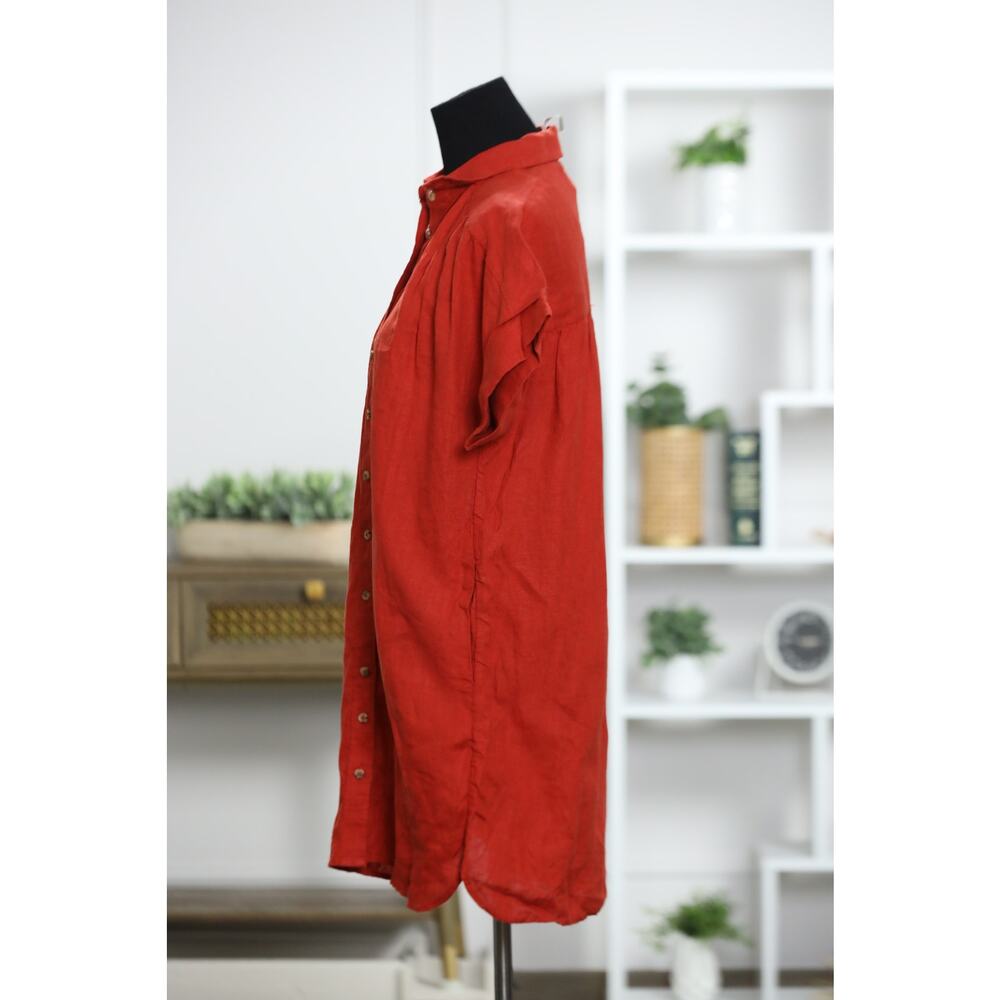 J.Crew NWT 100% Linen Relaxed Shirt Dress Red Coastal Resort Cover Up MP $148 - Picture 7 of 14